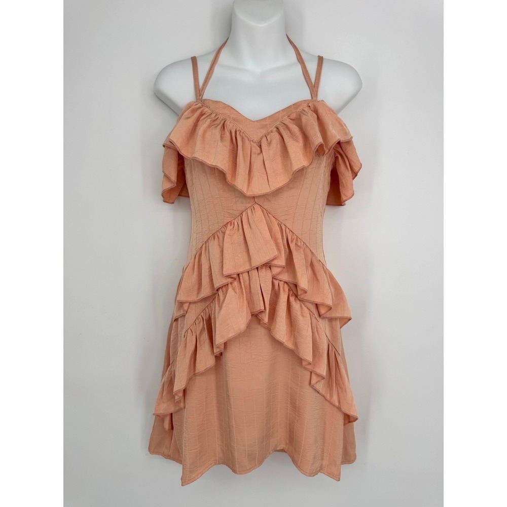 AVANTLOOK Ruffle Mini Dress XS Pink Coquette Cottagecore Party Summer Romantic